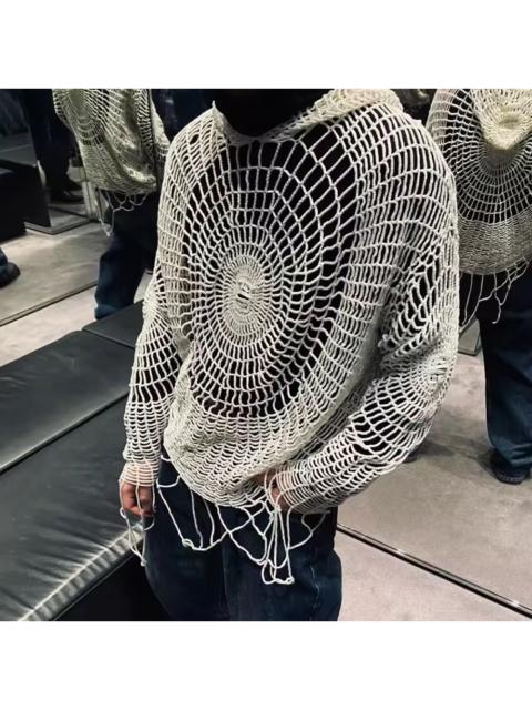 Other Designers Other - Spider Web Tops Hollow Hole Design Hooded Pullover Knitwear