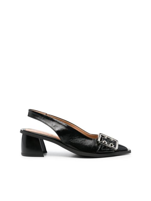GANNI 50mm eyelet-detail slingback pumps