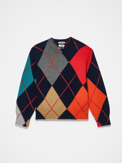 JW Anderson MENS JW ANDERSON X PRINGLE ARGYLE CREWNECK JUMPER IN NAVY
