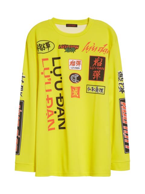 LU'U DAN LU'U DAN Motocross Oversize Long Sleeve Graphic T-Shirt in Yellow at Nordstrom
