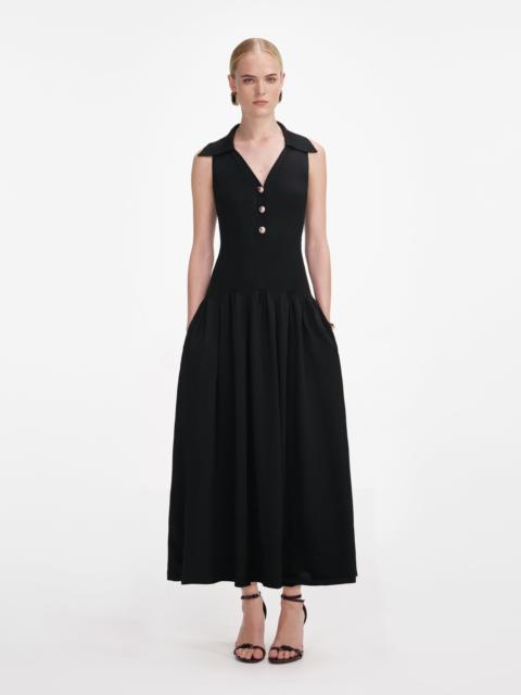 self-portrait Black Ribbed Knit Midi Dress