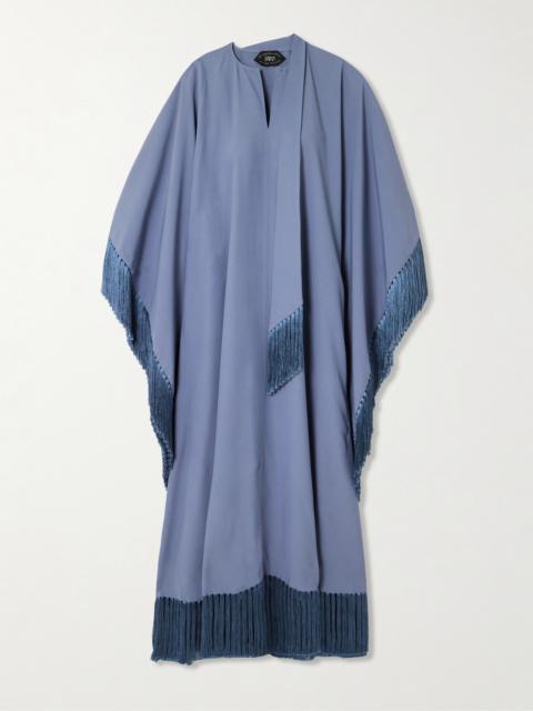 Taller Marmo Hammamet Fringed Crepe-cady Cape-effect Gown