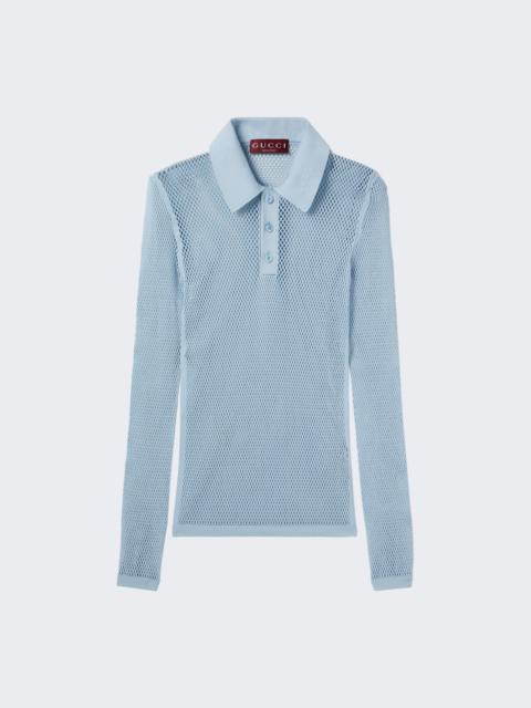 GUCCI Long Sleeve Polo Petroleum Blue