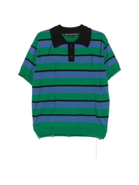damaged striped polo shirt