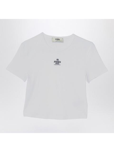 FENDI Fendi White Cropped T-Shirt With Logo Women