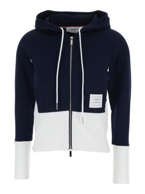 Thom Browne Thom Browne Women Hoodie With 4Bar Logo On The Side And Blue And White Color Block Design For Women