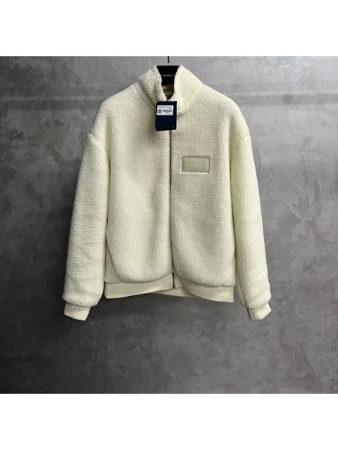 Louis Vuitton Louis Vuitton 2025 White Solid-Color Long-Sleeve Jacket with Ribbed Hem (Velvet-like Texture)