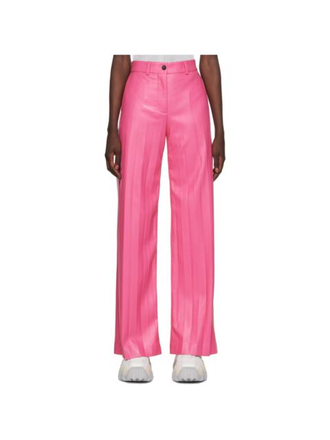 MSGM Pink Pleated Faux-Leather Pants