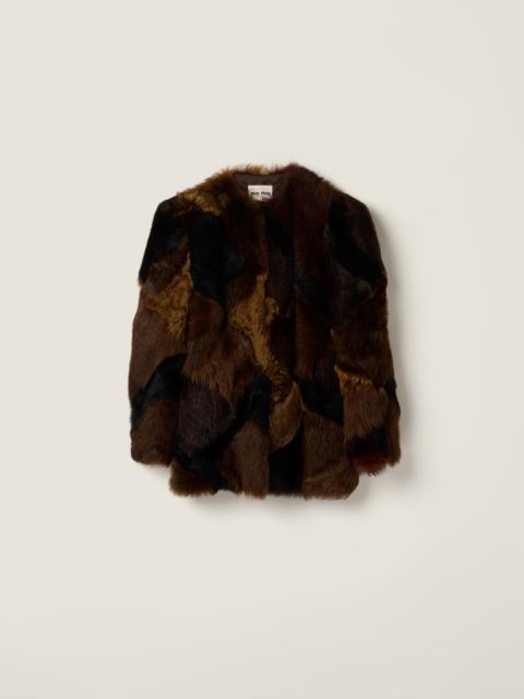 Miu Miu Shearling patchwork caban jacket
