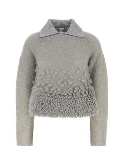 Loewe Grey Mohair Blend Polo Shirt