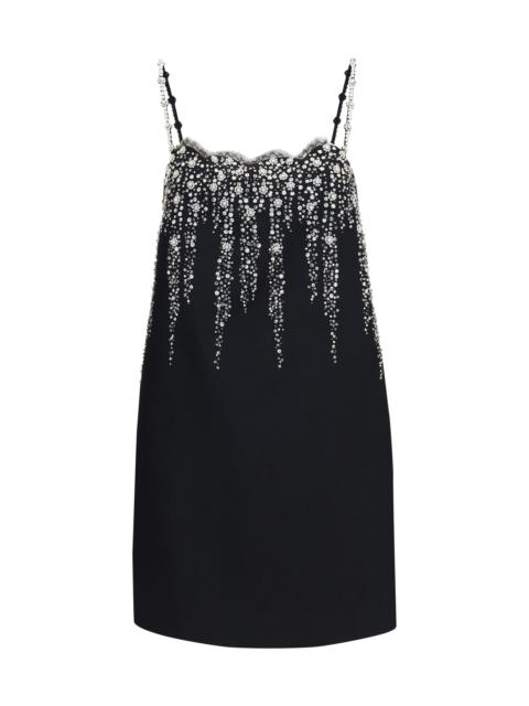 Valentino Valentino Embroidered Crepe Mini Dress Nero/Silver