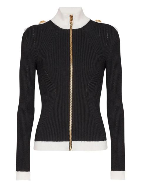 Balmain Balmain Women Zipped Turtleneck Knit Cardigan