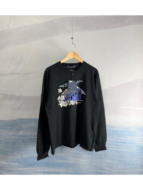 Louis Vuitton Louis Vuitton Black Knit Sweater with Mount Fuji and Train Embroidery