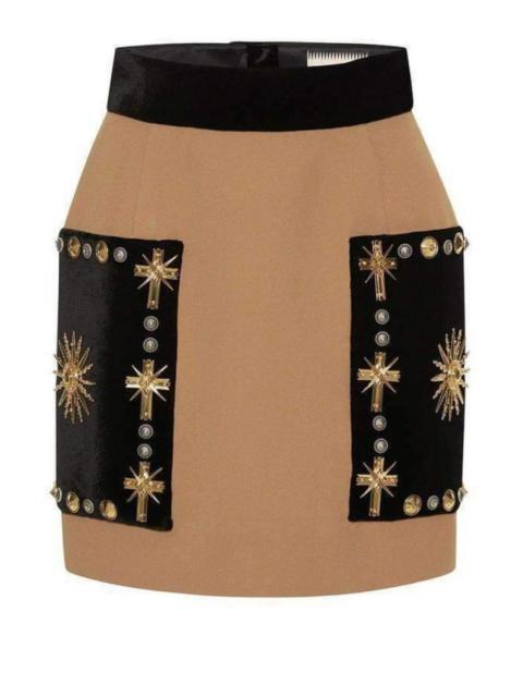 Other Designers Embellished Velvet Mini Skirt