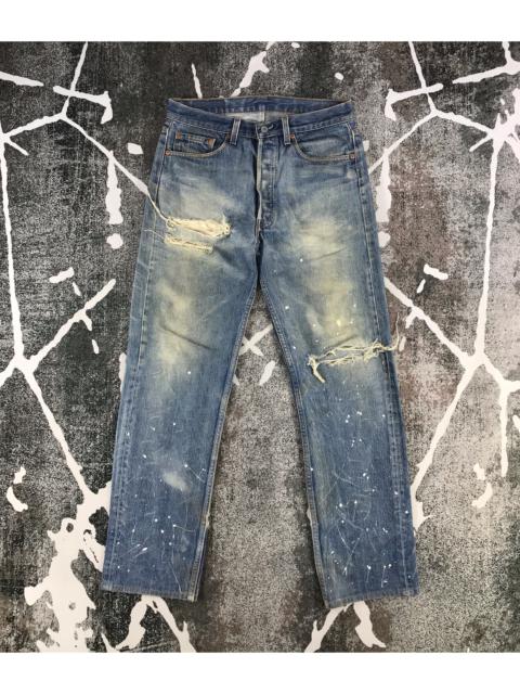 Other Designers Vintage - Vintage 90s Levi's 501 Jeans Distressed Painted Denim KJ912