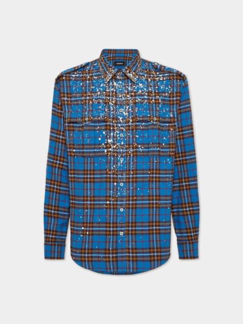 SPARKLING CHECK FLANEL MILITAY SHIRT