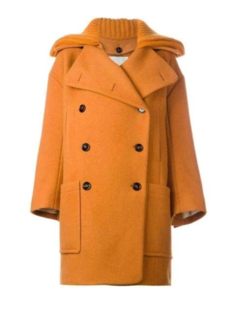 Chloé Rib Knit Collar Double Breasted Wool Coat