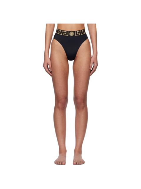 VERSACE Black Greca Border High Waist Bikini Bottom