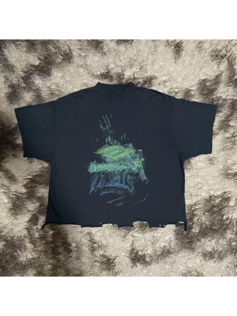 BALENCIAGA Balenciaga 25SS Faded Distressed Cropped Phantom T-Shirt