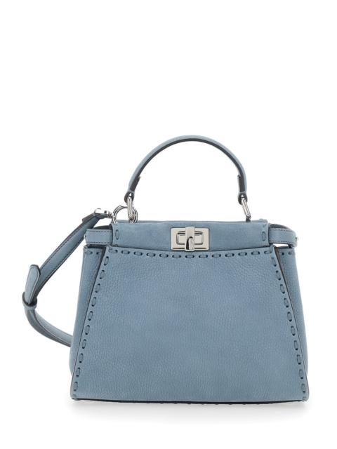 FENDI Fendi Women 'Peekaboo' Blue Handbag With Turn-Lock Closure On Both Sides In Grained Leather Woman