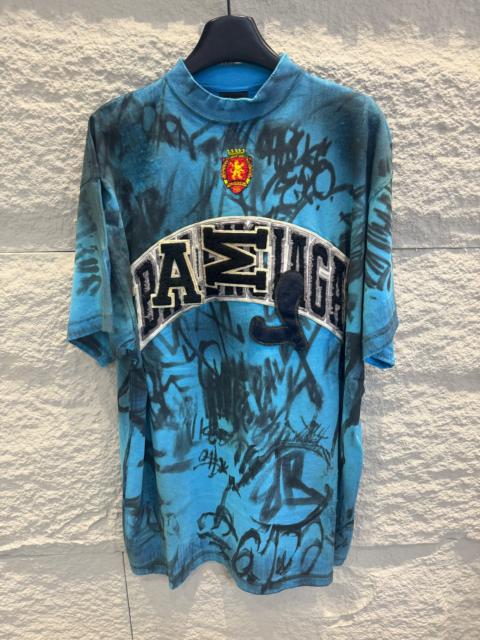 BALENCIAGA Balenciaga SS23 Graffiti-Print Short Sleeve T-Shirt Blue