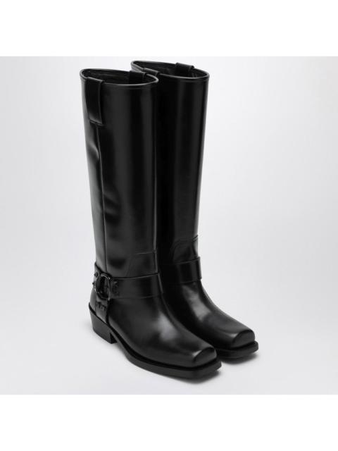 Valentino Garavani Black leather Biker Rockstud high boot