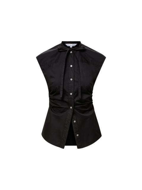 VERONICA BEARD JOON TIE-NECK BUTTON-DOWN BLOUSE