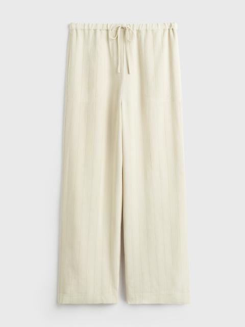 TOTEME Woven stripe drawstring trousers ecru