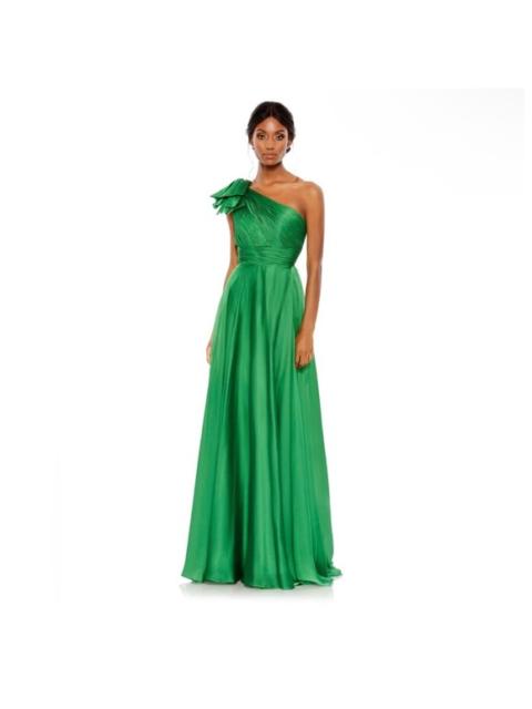 Other Designers Mac Duggal - NWT Mac‎ Duggal 67476 Pleated One Shoulder Chiffon Gown Emerald Green Sz 2 $398