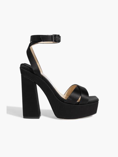 JIMMY CHOO Gaia 140 satin platform sandals