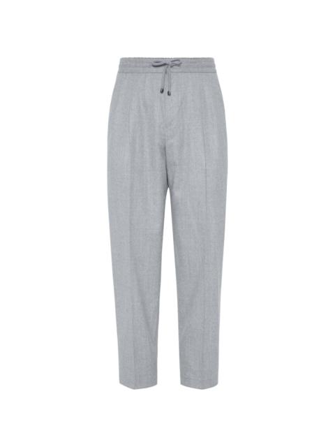 pressed-crease wool trousers