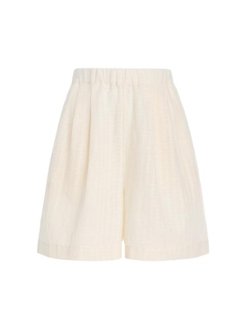 ASCENO The Dallas Cotton-Linen Shorts white