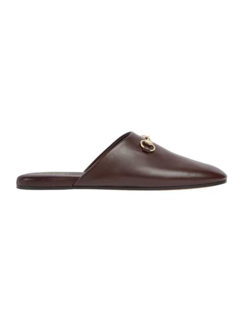 GUCCI GUCCI $990 Women's Brown Leather Horsebit Mules New (Women's