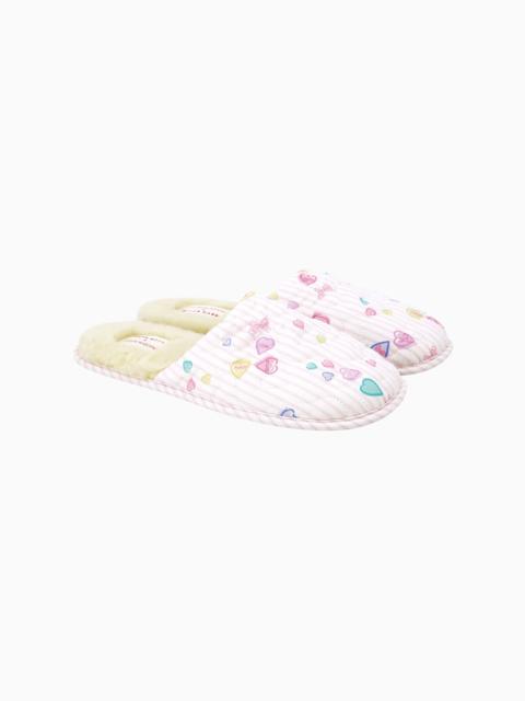 LoveShackFancy LoveShackFancy x Roller Rabbit Candy Heart Stripe Quilted Slippers