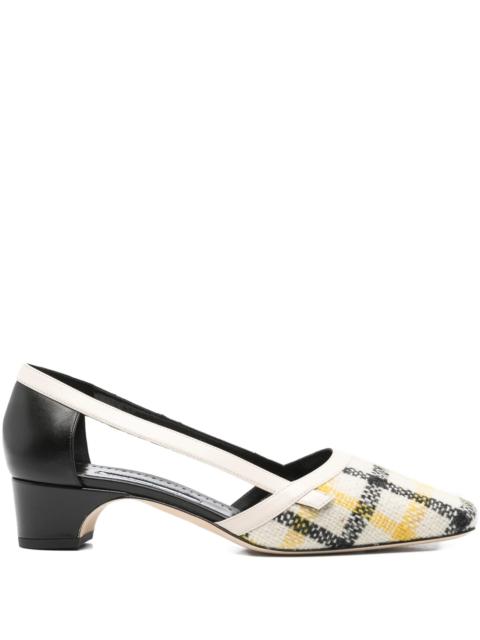 Manolo Blahnik 30mm Varro checked-pattern cut-out pumps