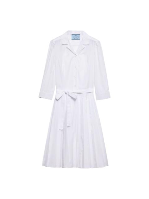 pleated poplin shirt dress