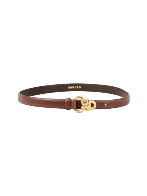 Sandro SANDRO Slim leather belt in Brown at Nordstrom