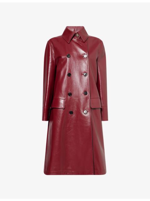 GUCCI Double-Breasted Two-Flap-Pockets Leather Coat