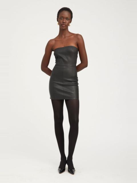 SPRWMN BLACK LEATHER STRAPLESS DRESS