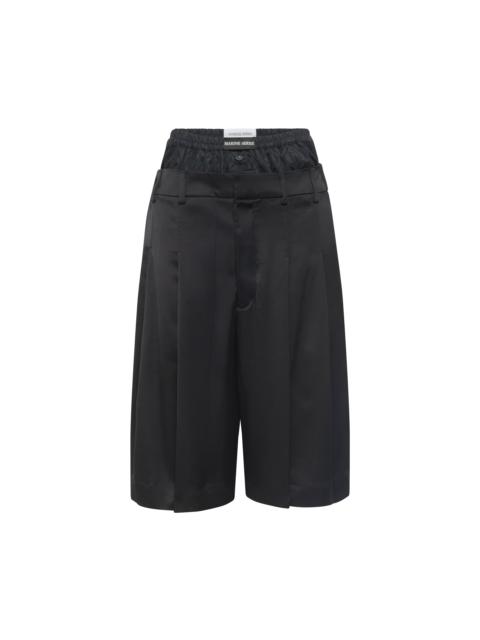 Marine Serre DRAPED SATIN BOXER WAISTED SHORTS