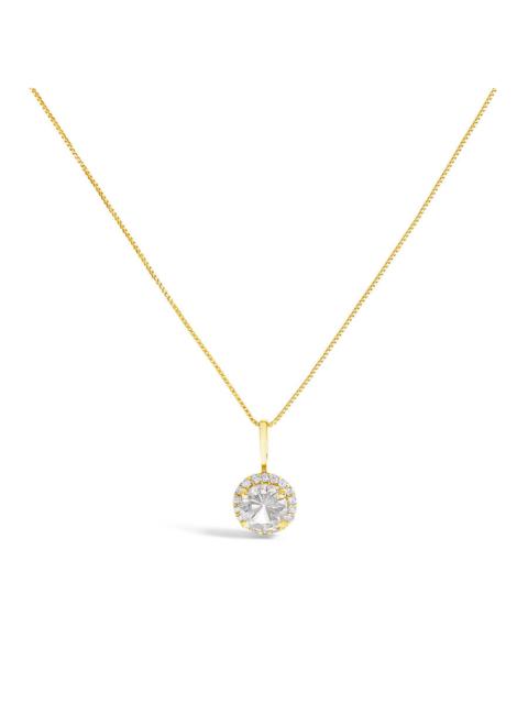 Other Designers Haus of Brilliance 10K Yellow Gold White Topaz and 1/10 Cttw Diamond Accent Halo Pendant Necklace
