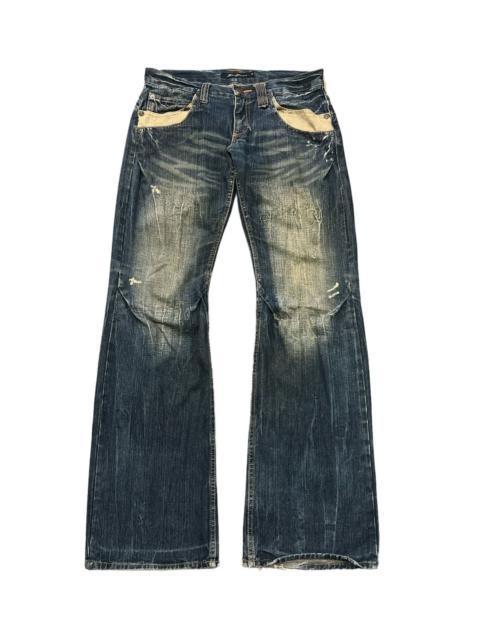 Other Designers Japanese Brand - FLARED💥ROOT THREE DISTRESSED DENIM PANT