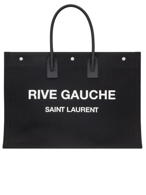 SAINT LAURENT Rive Gauche Tote Bag in Linen and Leather