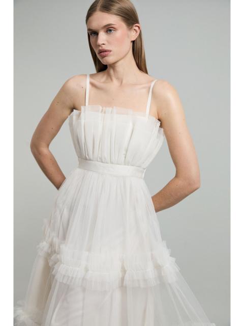 KAREN MILLEN Tulle Bandeau Tiered Midi Dress