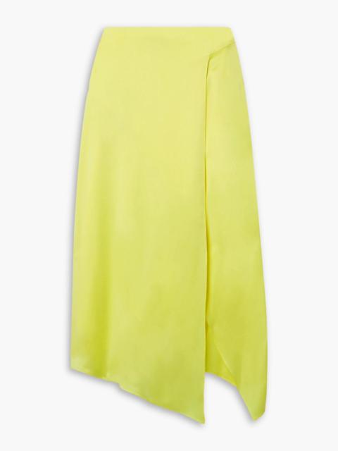 Stella McCartney Asymmetric wrap-effect satin midi skirt