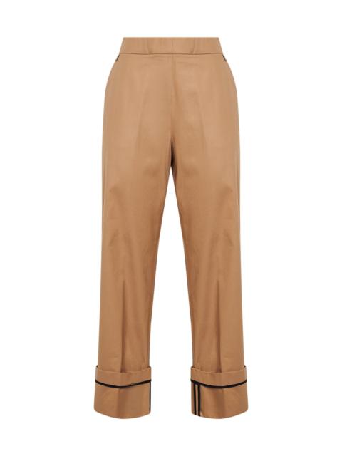 Herno Herno Women Camel Cotton Gabardine Trousers With Turn-Up Hems