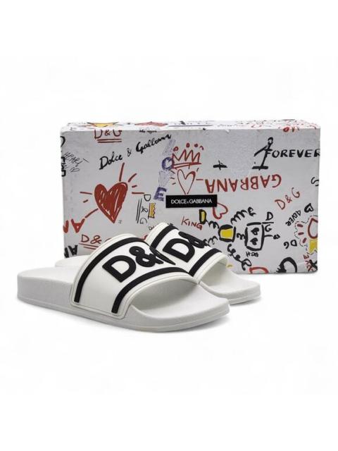 Dolce & Gabbana Dolce & Gabbana Logo Saint Barth Rubber Pool Slides White EU 39 US 9 - NWB $320