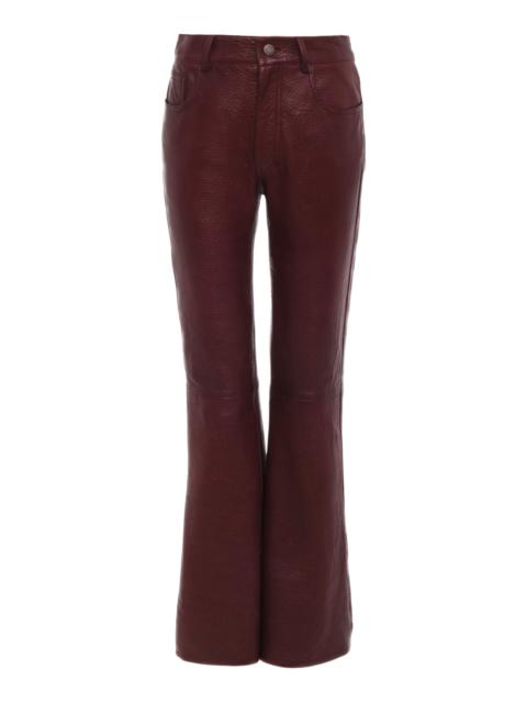 Chloé Leather Flared Pants burgundy