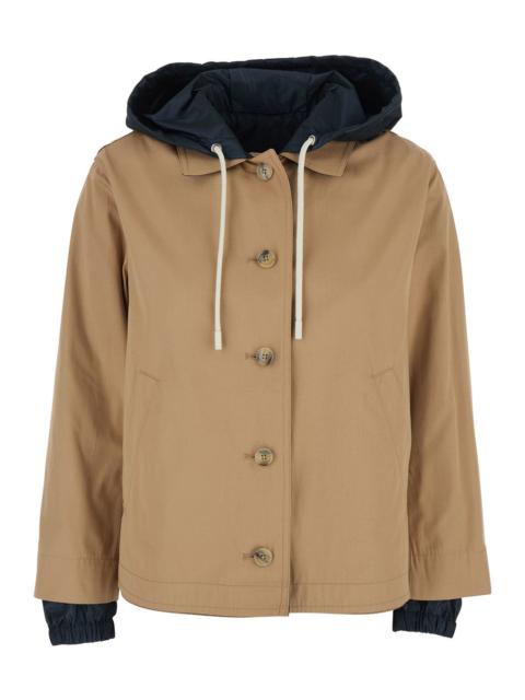 Herno Herno Women Beige Reversible Hooded Jacket In Cotton Man