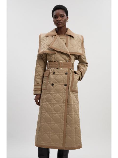 KAREN MILLEN Quilted Padded Cord Mix Trench Coat